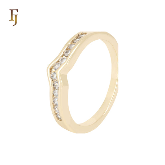 White CZs Paved 14K Gold Wedding Band Rings