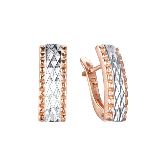 Aretes en Oro 14K, Oro Rosa, baño en dos tonos