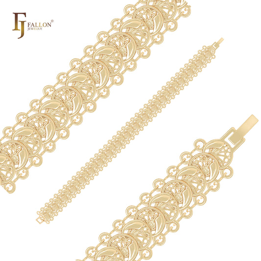 Luxurious beads and flower 14K Gold Bracelets
