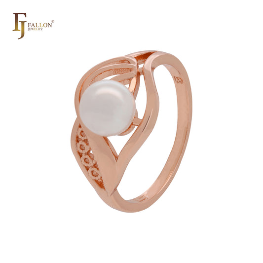 Anillos de moda en oro rosa con filigrana danzante de perla