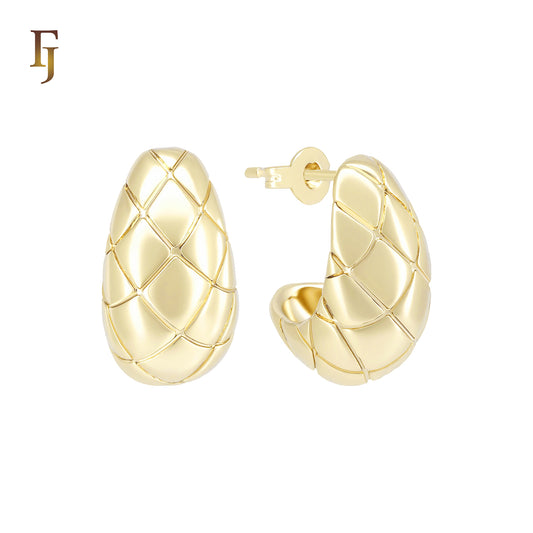 Half Cradle Pineapple textured 14K Gold, Rose Gold Stud Earrings