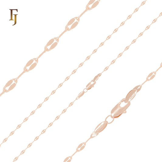 Thin 2mm Sequin paperclip Rose Gold Fancy Link Chain