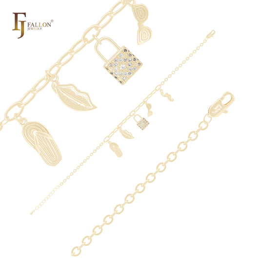 Pulseiras de Ouro 14K Little Charms of Decoration