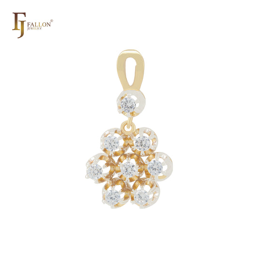 Подвеска из розового золота, двухцветного золота 14 карат с белыми фианитами в форме когтя