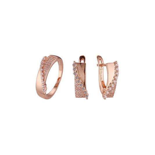 Ros¨¦gold-Solit?rset mit gro?en roten Steinen im Smaragdschliff