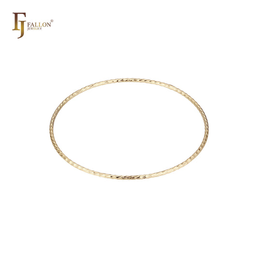 Texutured thin 14K Gold Bangle 1.6*65