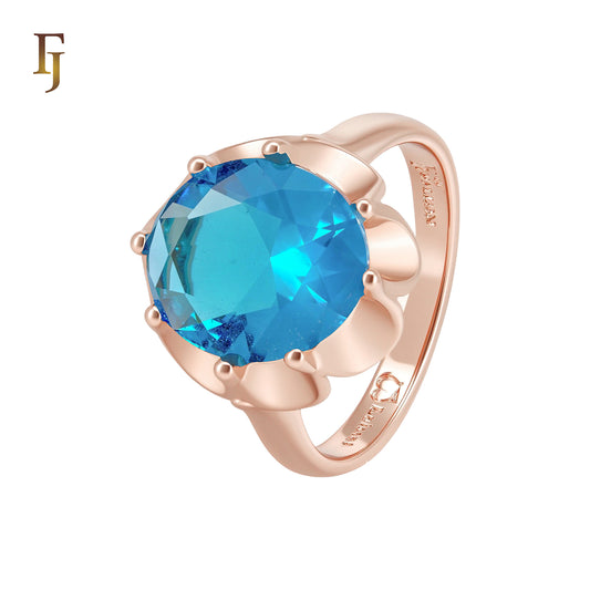Colorful Big Rounded SOlitaire CZ Rose Gold Fashion Rings