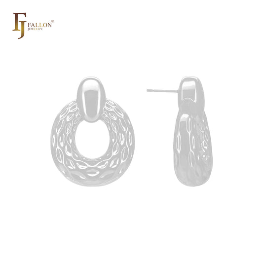 Серьги-гвоздики с круглым замком-подвеской «маркиз» из 14-каратного золота, розового золота и белого золота