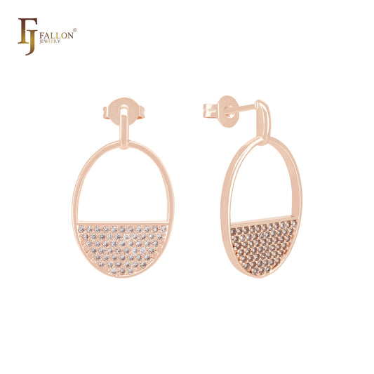 Bucket of white Czs Rose Gold Russian Lock Earrings