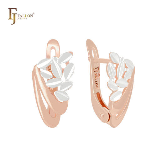 Thousand leaves silver Rose Gold two tone Russian Lock Earrings