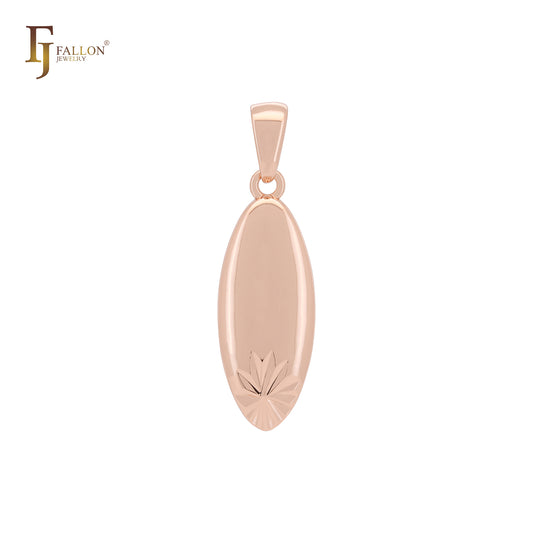 Pingente solitário de flor oval com contas de ouro rosa