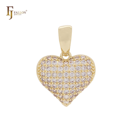 Pingente de coração em ouro 14K com zircônias brancas