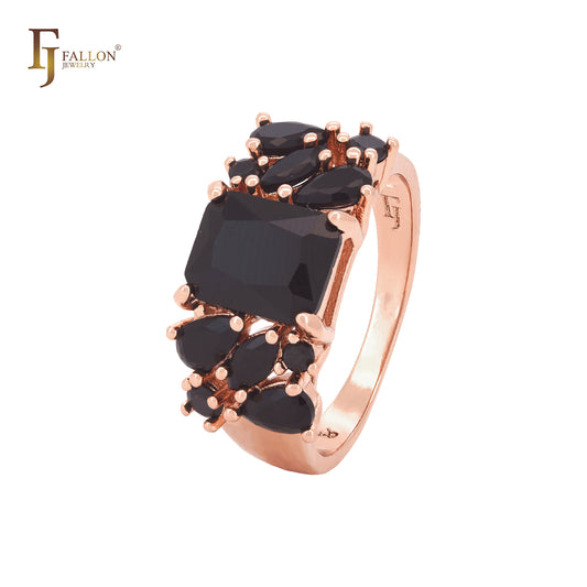 Cluster luxuriöse CZs bunte Rose Gold Mode Ringe