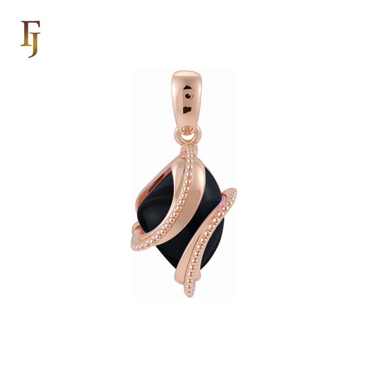 Double Ribbons clawed elegant Solitaire Colorful CZ Rose Gold Pendant