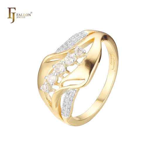 Rose Gold two tone five stone fashion rings