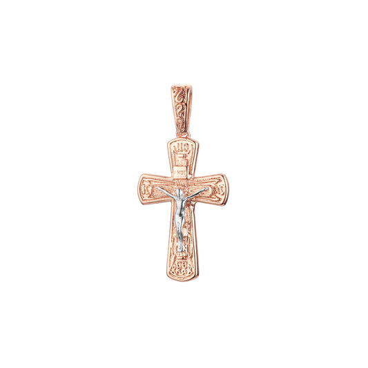 Eastern Orthodox Russian budded pendant in Rose Gold two tone, 14K Gold plating colors