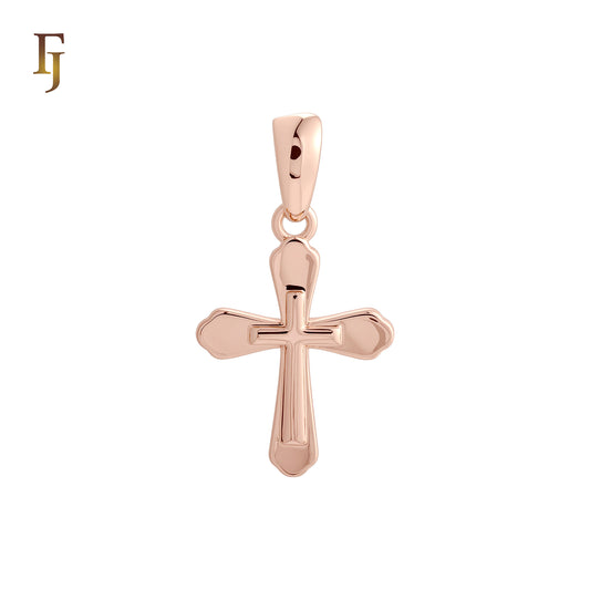 Solid double Latin Cross Rose Gold Religious Pendant
