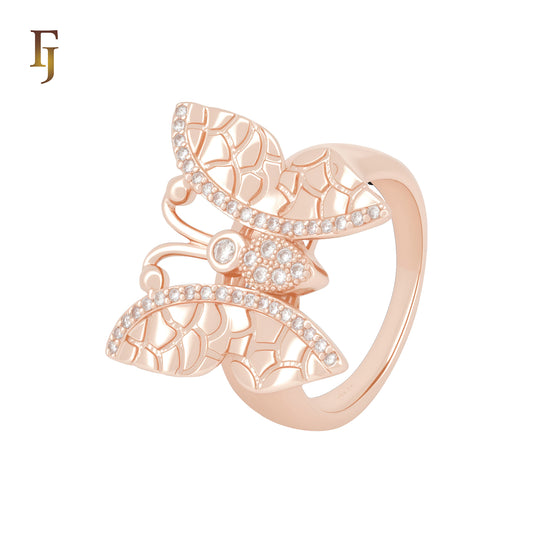Great Butterfly white CZs Rose Gold Fashion Rings