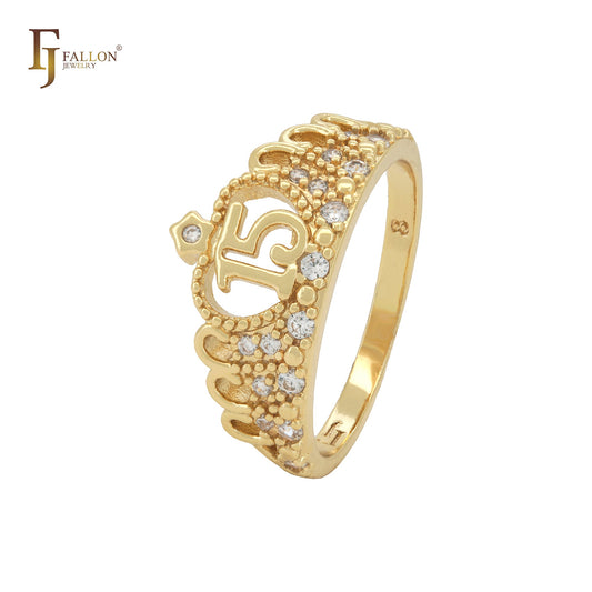 Anillo de compromiso de oro rosa con circonita blanca de talla redonda y solitario grande