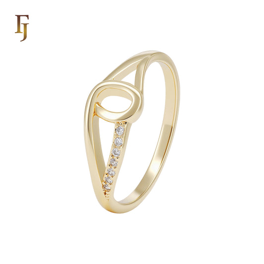 Ribbon twisted of white CZs 14K Gold Fashion Rings
