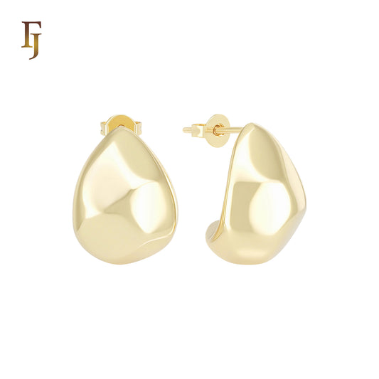 Cured Irregular shaped 14K Gold Stud Earrings