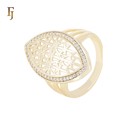 Marquise filigree snowflake shaped 14K Gold, Rose Gold Fashion Rings