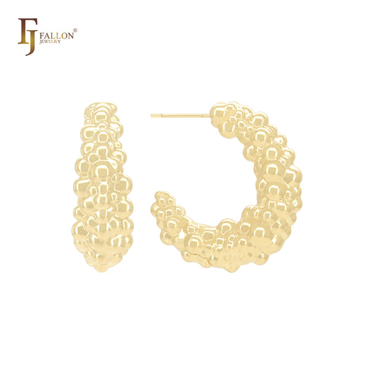 千颗葡萄珠串连亮面14K金、玫瑰金、白金耳钉