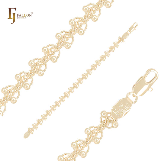 Double Beads and strand fancy link 14K Gold Chains
