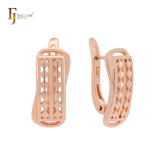 Multi Rhombus mesh Rose Gold Russian Lock Earrings