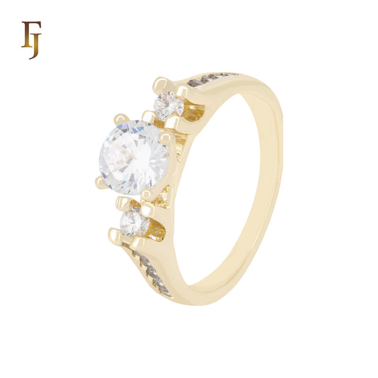 Solitaire White CZs 14K Gold Engagement Rings