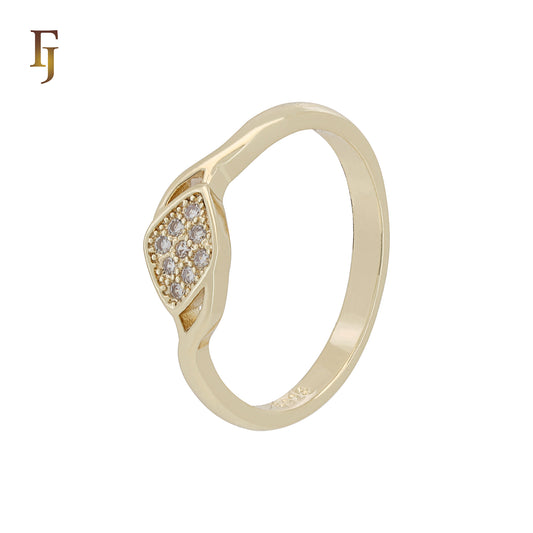 Gold CZ Geometric Ring for Women | Dainty Gold-Plated Fashion Band | Elegant Minimalist Jewelry | FJ Jewelry