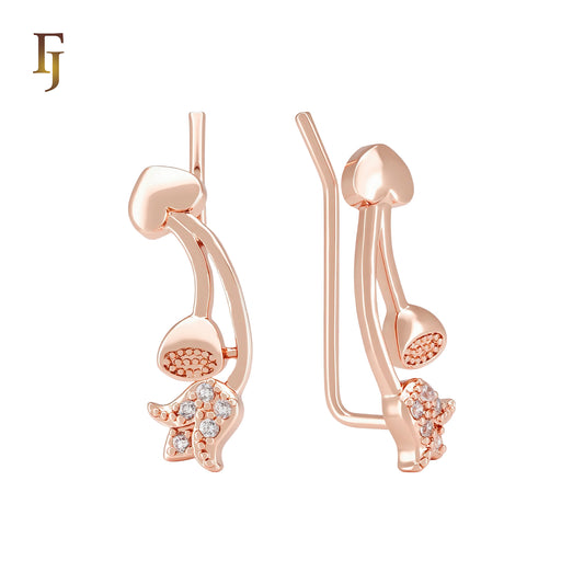 Spaade flower rose white Czs Rose Gold Crawler Earrings Ear Climber