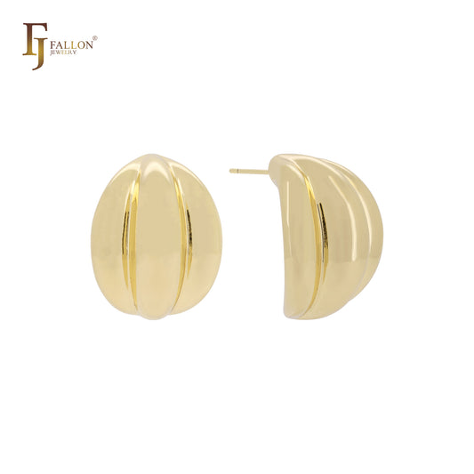 Серьги-гвоздики в форме тройных бананов из 14-каратного золота, розового золота и белого золота