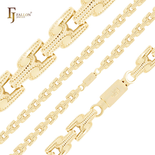 Dragon's Head dotted lock fancy link 14K Gold Chain