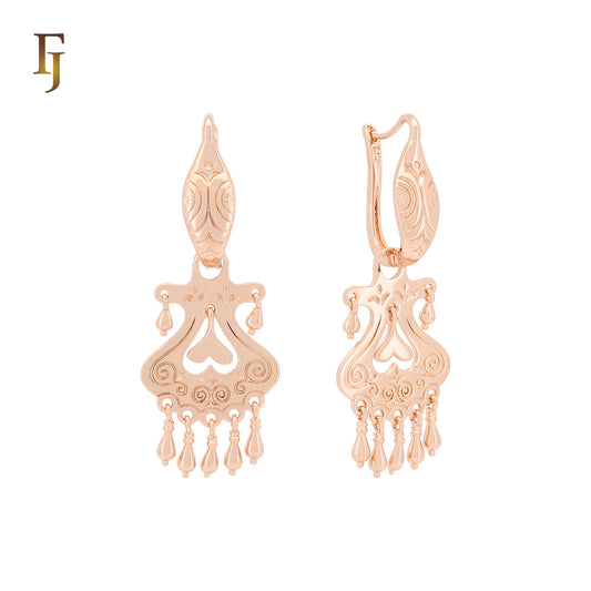 Dangling drops Rose Gold Russian Lock Earrings
