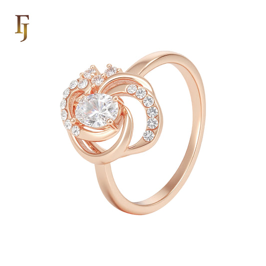 Great flower of white CZs Rose Gold Fashion Rings