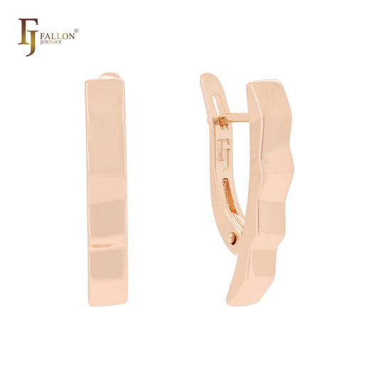 Geometric zigzag Rose Gold Russian Lock Earrings