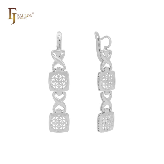 Pendiente elegante de oro rosa con doble filigrana