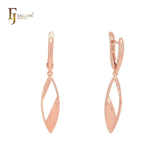 Marquise oval Rose Gold drop Russian Lock Earrings