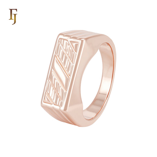 Rectangular Signet sign Rose Gold no stone Men's Rings