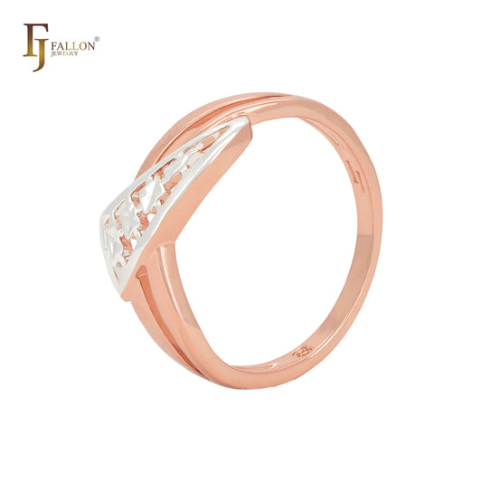 Twisted triangular shaped Rose Gold two tone Russian Lock Earrings