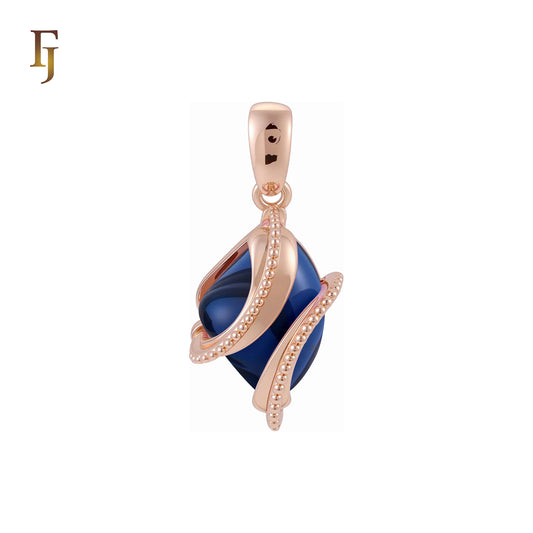 Double Ribbons clawed elegant Solitaire Colorful CZ Rose Gold Pendant