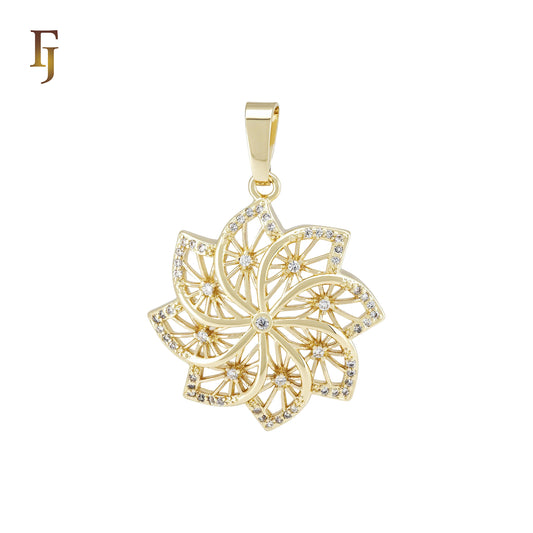 Snowflake filigree flower 14K Gold Pendant