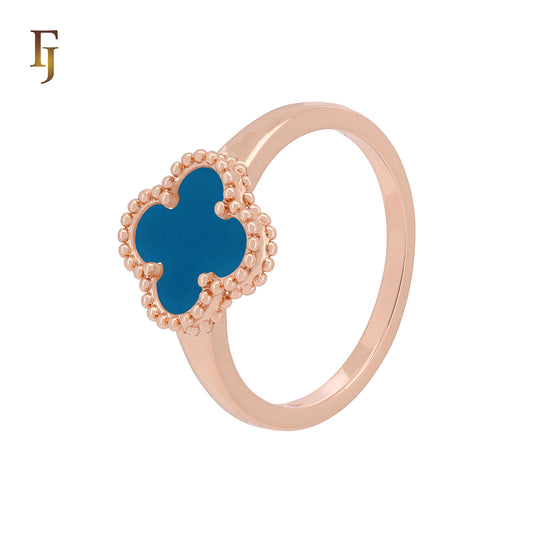 Minimalism Elegant Black or white Clover design Rose Gold Fashion Rings