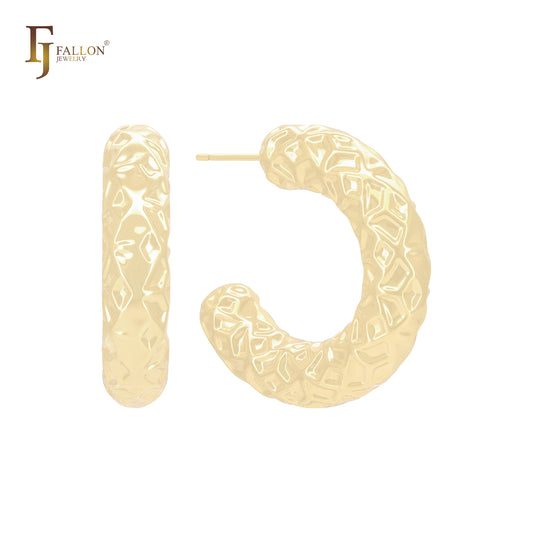 ロンバス丸みのある蛇のような形の丸みのあるCフープ14Kゴールド、ローズゴールド、ホワイトゴールドのスタッドピアス