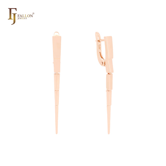 Oval cones layered drop Rose Gold Russian Lock earrings