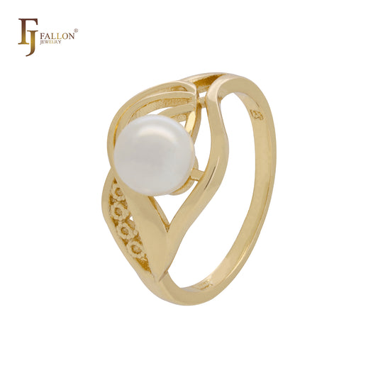 Anillos de moda en oro rosa con filigrana danzante de perla