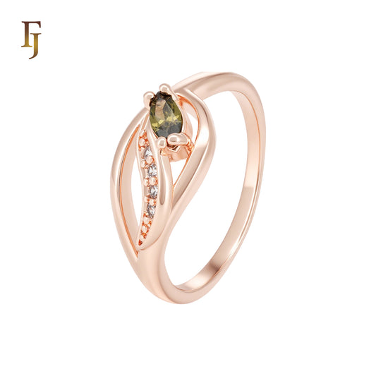 Solitaire Olive Green Rose Gold Fahsion Rings