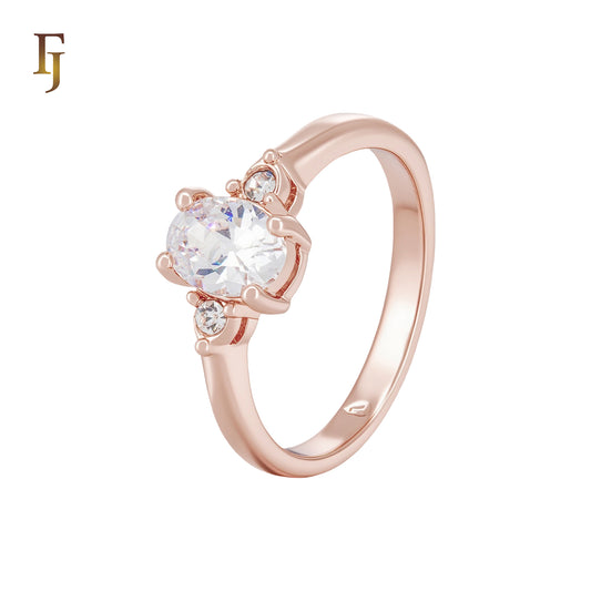 Solitiare oval white Cz Rose Gold Fashion Rings