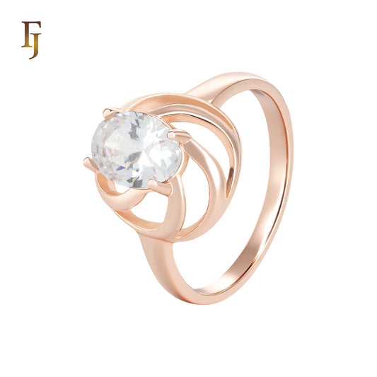 Spinning oval Solitaire colorful CZ Rose Gold Fashion Rings